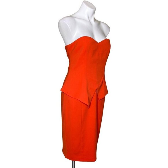 Jay Godfrey NWT $325 Flame Orange Cocktail Dress, Strapless Women's Size 10 - Picture 6 of 11